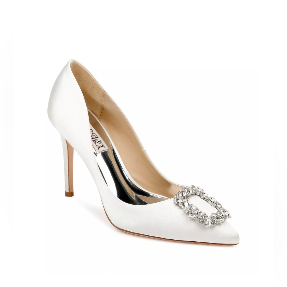 Badgley Mischka White Crystal Pumps